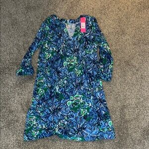 Lilly Pulitzer Abaco  Blue in turtle awe Floral Dress NWT size Large